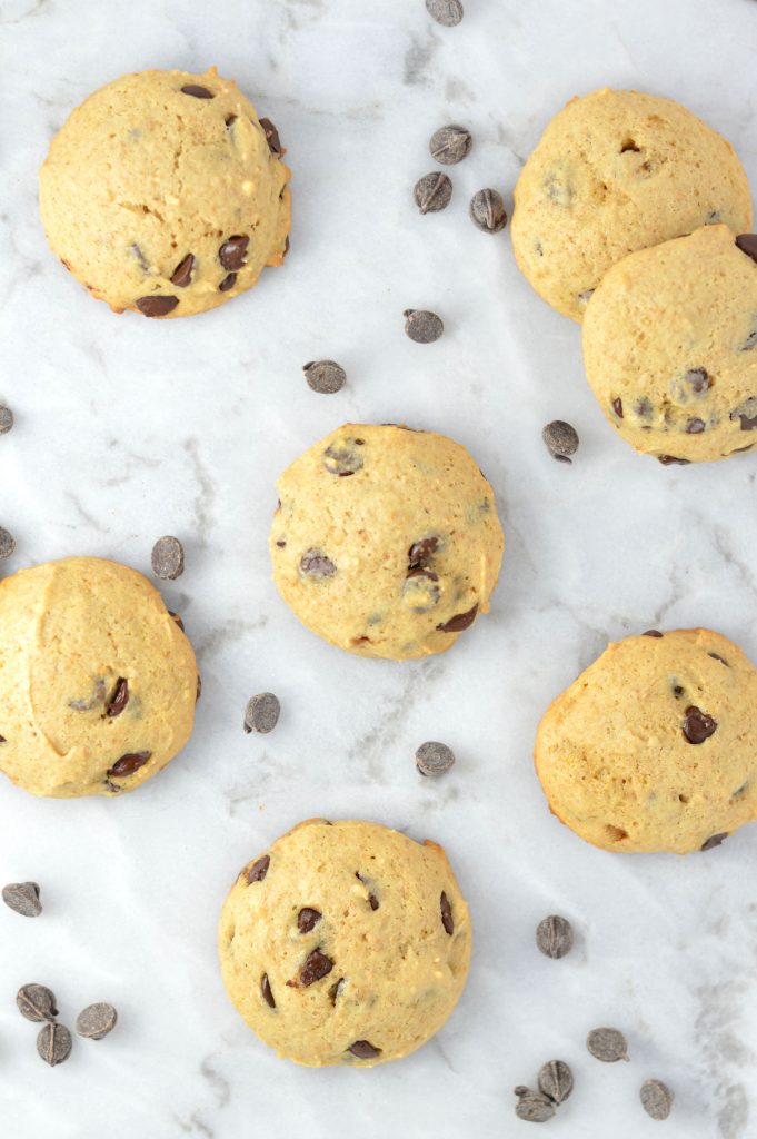 Easy Sour Cream Chocolate Chip Cookies recipe. Tastes just like a muffin top, these cookies make a healthier choice for a nut free dessert or snack.