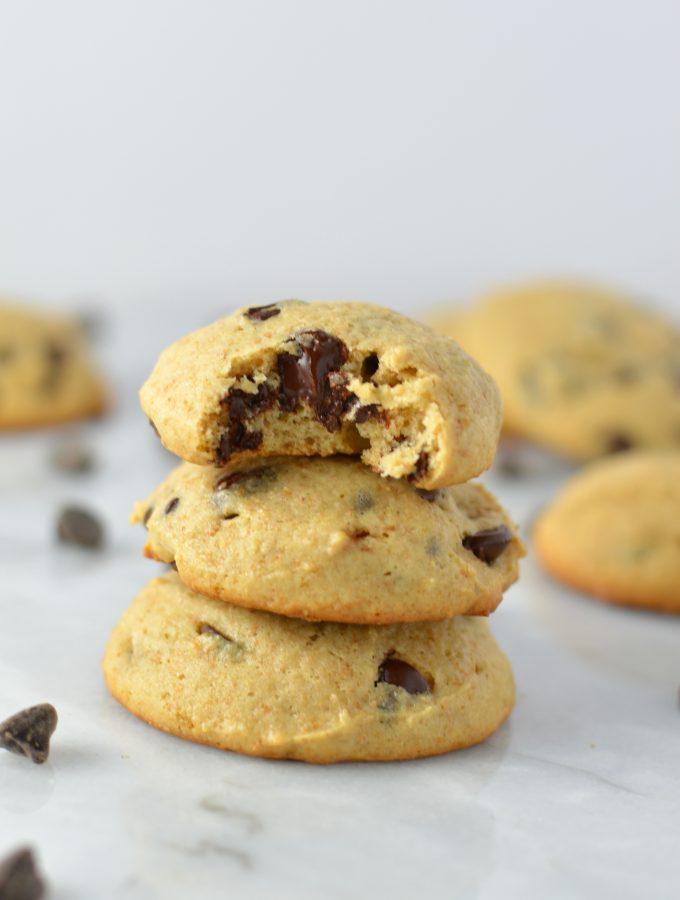 Easy Sour Cream Chocolate Chip Cookies recipe. Tastes just like a muffin top, these cookies make a healthier choice for a nut free dessert or snack.