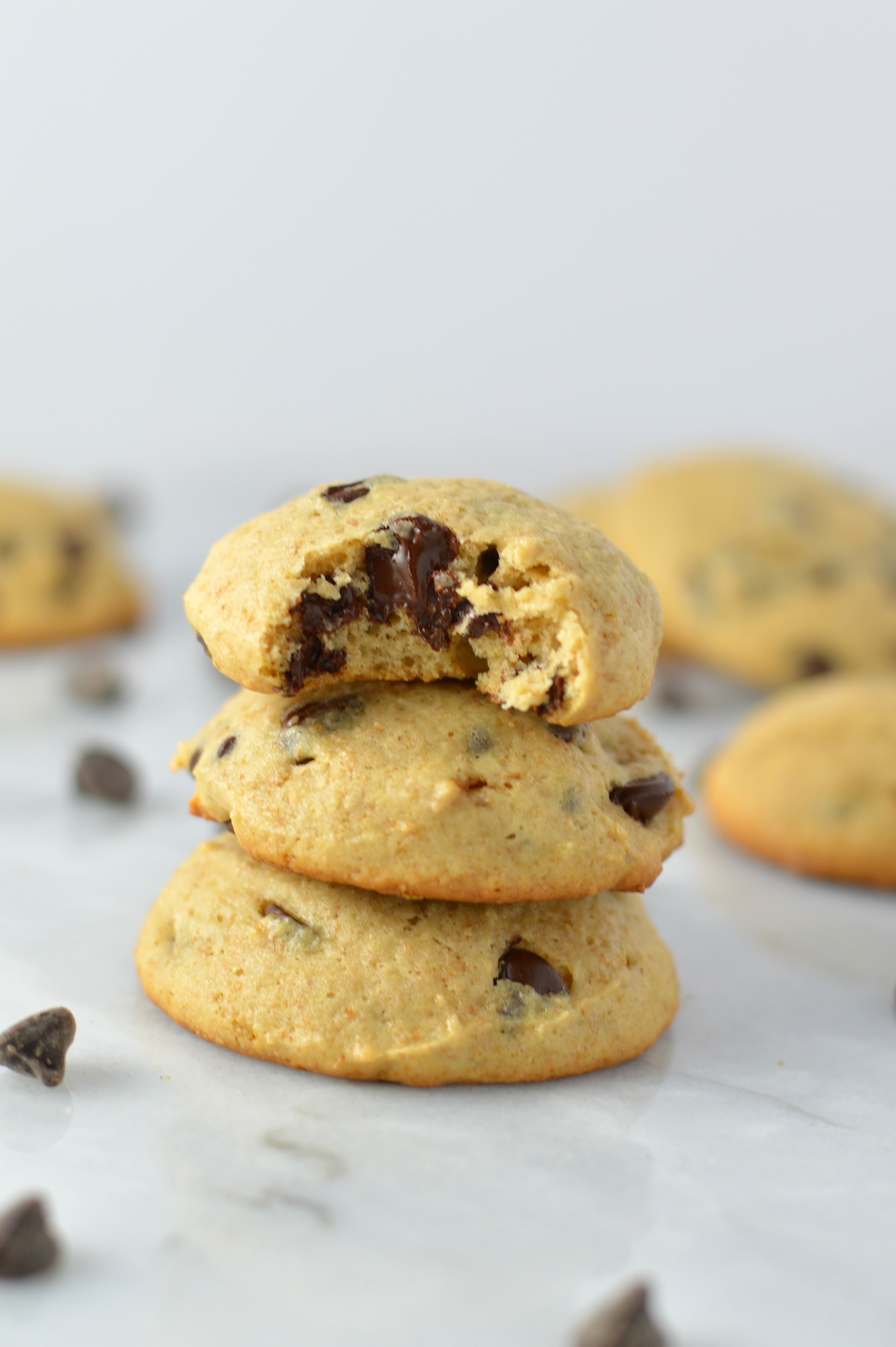 Easy Sour Cream Chocolate Chip Cookies recipe. Tastes just like a muffin top, these cookies make a healthier choice for a nut free dessert or snack.