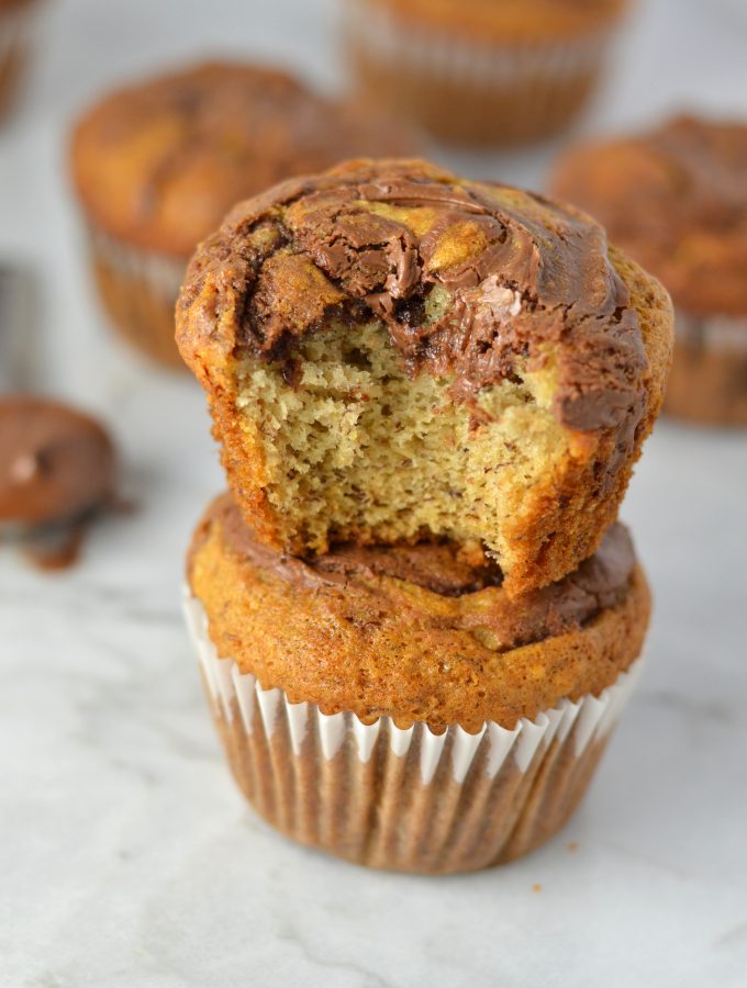 Nutella Swirl Banana Muffins