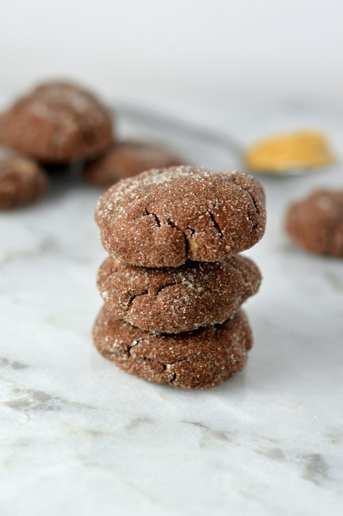 Easy Chocolate Peanut Butter Filled Cookies Recipe. Bite sized and super soft, they make a great dessert or snack idea.