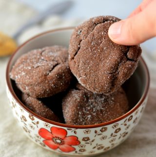 Easy Chocolate Peanut Butter Filled Cookies Recipe. Bite sized and super soft, they make a great dessert or snack idea.