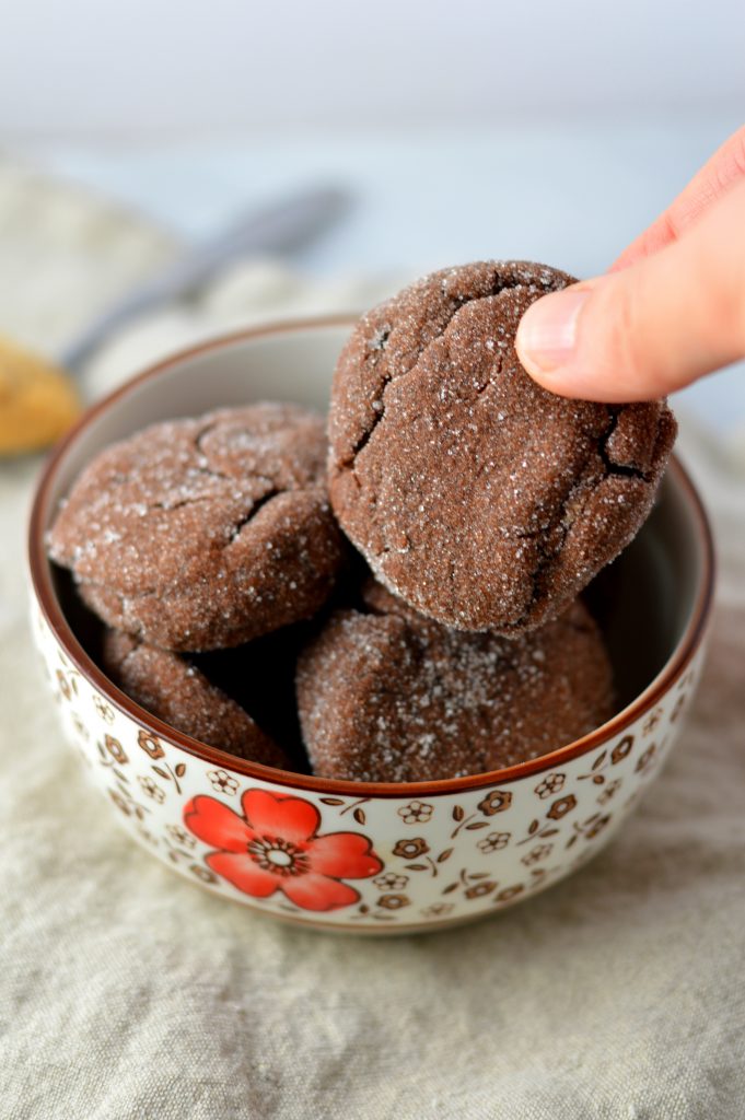 Easy Chocolate Peanut Butter Filled Cookies Recipe. Bite sized and super soft, they make a great dessert or snack idea.