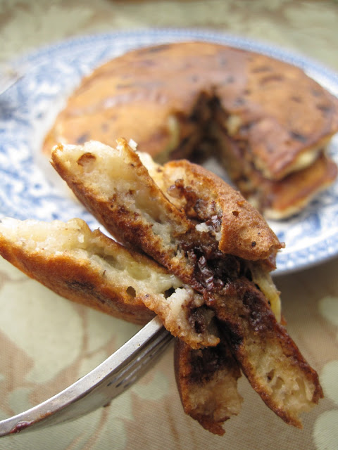 Chocolate Chip Banana Pecan Pancakes