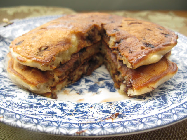 Chocolate Chip Banana Pecan Pancakes