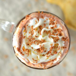 Easy Ginger Hot Chocolate drink recipe. This warm and comforting spiced beverage is a great idea for cold winter nights.