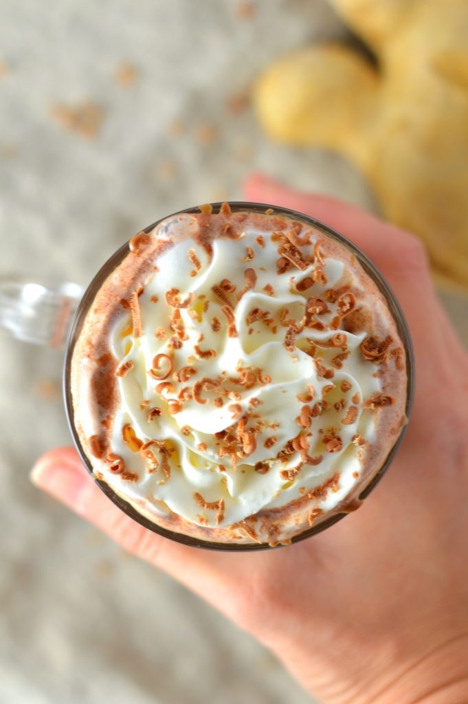 Easy Ginger Hot Chocolate drink recipe. This warm and comforting spiced beverage is a great idea for cold winter nights.