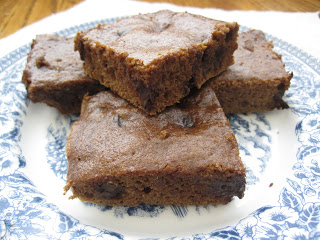 Chewy Chocolate Chip Pumpkin Brownie recipe. These fudgy dessert squares are made healthy with egg whites and whole wheat flour.