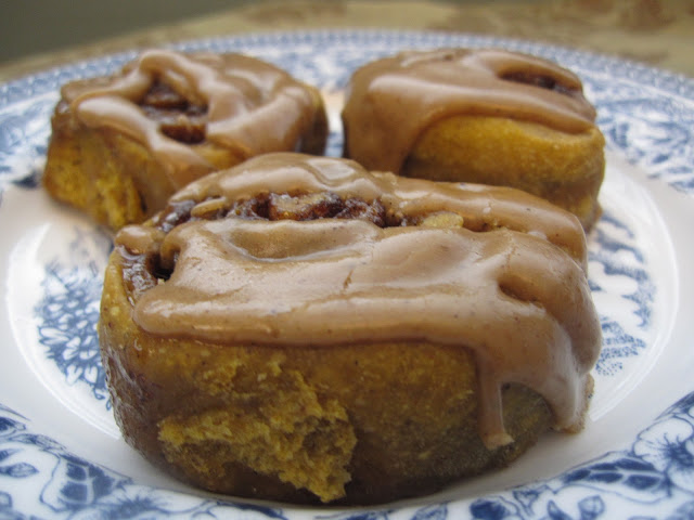 Pumpkin Cinnamon Rolls with Caramel Frosting