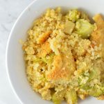 Healthy Cheese and Broccoli Quinoa Casserole recipe. So easy to make, this will be your new go-to weeknight dinner idea.