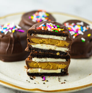 Chocolate Dipped Peanut Butter Cup Stuffed Oreos