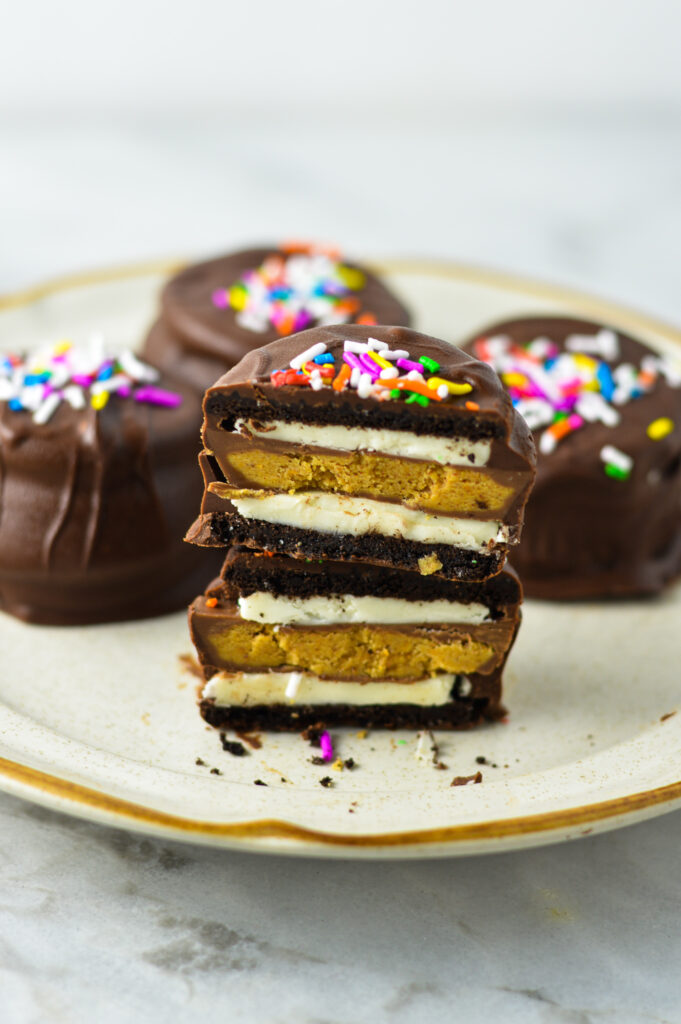 Chocolate Dipped Peanut Butter Cup Stuffed Oreos