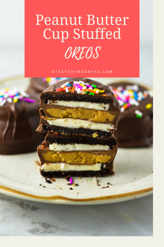 Chocolate Dipped Peanut Butter Cup Stuffed Oreos