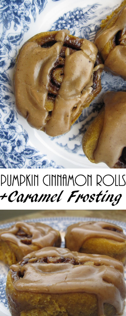 Pumpkin Cinnamon Rolls with Caramel Frosting