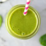 Easy Mango Green Smoothie recipe. Made with spinach and bananas, this healthy drink recipe is healthy and vegan and makes a great breakfast idea