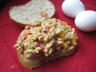 Easy Mango Red Pepper Chipotle Egg Salad recipe is the perfect sweet and salty combo. Perfect for a brownbag lunch for work or school.