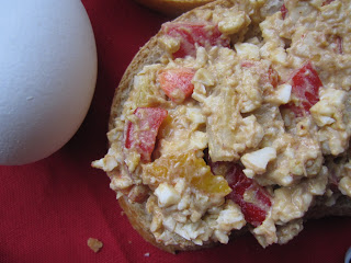 Easy Mango Red Pepper Chipotle Egg Salad recipe is the perfect sweet and salty combo. Perfect for a brownbag lunch for work or school.