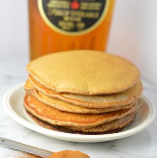 Healthy Whole Wheat Gingerbread Pancakes ready in under 15 minutes. Made without molasses and fluffy on the inside, how can you resist?