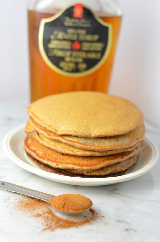 Healthy Whole Wheat Gingerbread Pancakes ready in under 15 minutes. Made without molasses and fluffy on the inside, how can you resist?