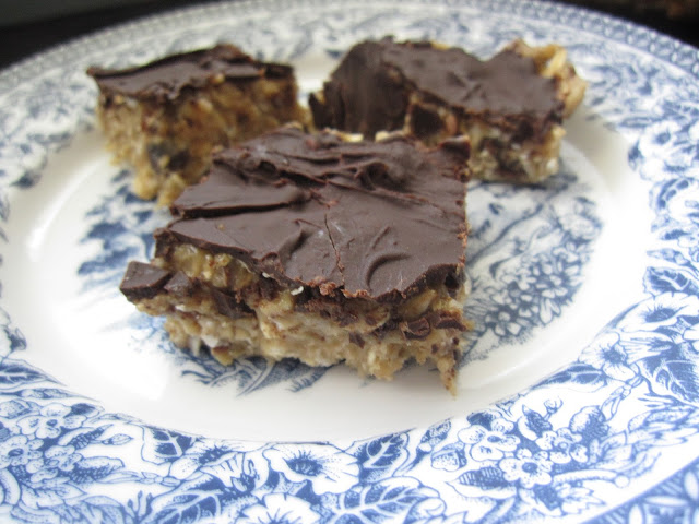 Homemade Coconut Chocolate Protein Squares made with peanut butter and sweetened with one ripe banana, this makes the perfect post workout snack.