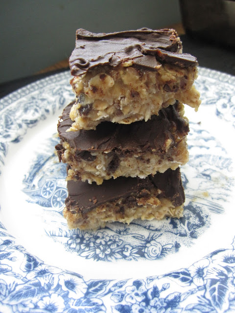 Homemade Coconut Chocolate Protein Squares made with peanut butter and sweetened with one ripe banana, this makes the perfect post workout snack.