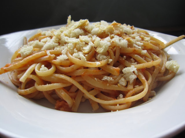 This Anchovy Linguini is a great quick and easy dinner recipe. Perfect for a weeknight last minute dinner and topped with bread crumbs.