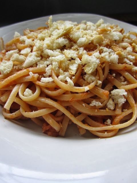 This Anchovy Linguini is a great quick and easy dinner recipe. Perfect for a weeknight last minute dinner and topped with bread crumbs.