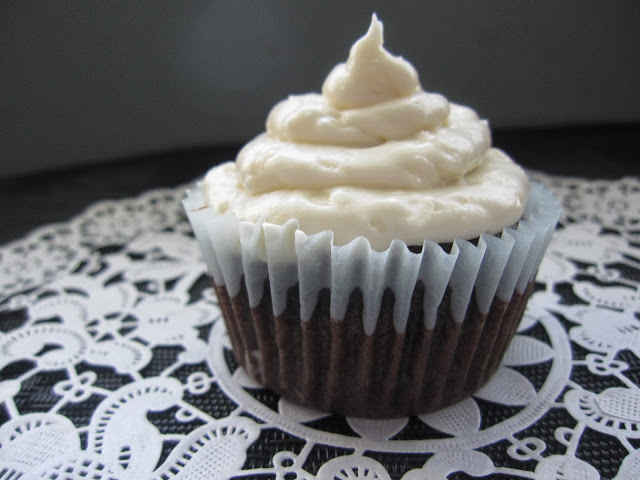 Nutella Filled Chocolate Cupcakes with Coconut Cream Cheese Frosting