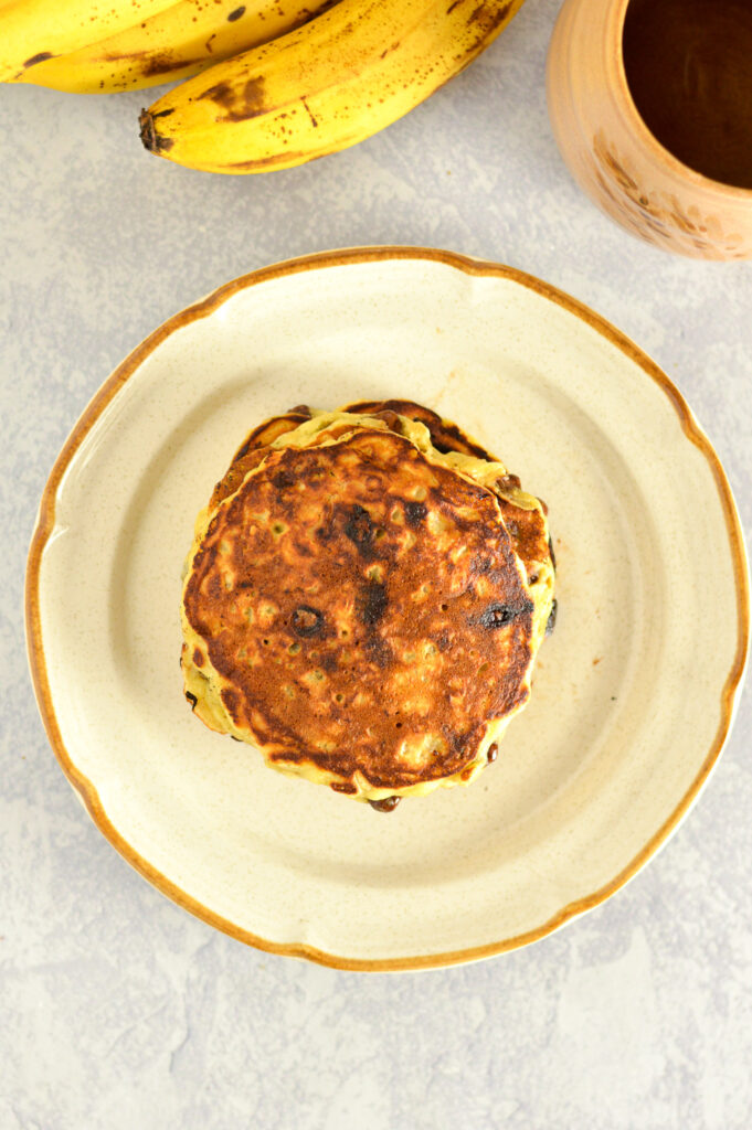 Chocolate Chip Banana Oatmeal Pancakes