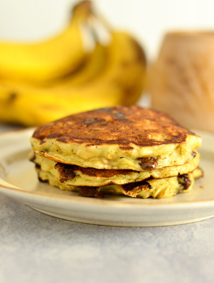 Chocolate Chip Banana Oatmeal Pancakes