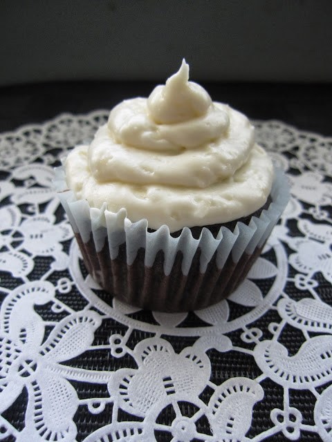 Nutella Filled Chocolate Cupcakes with Coconut Cream Cheese Frosting