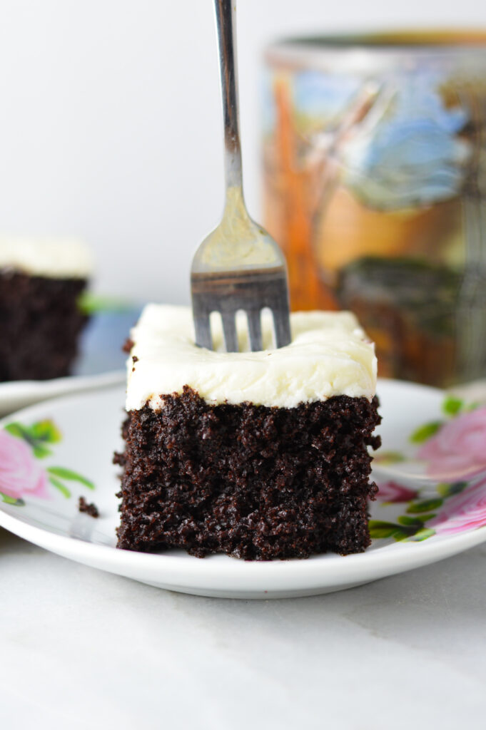 Moist Chocolate Cake with Coconut Cream Cheese Frosting