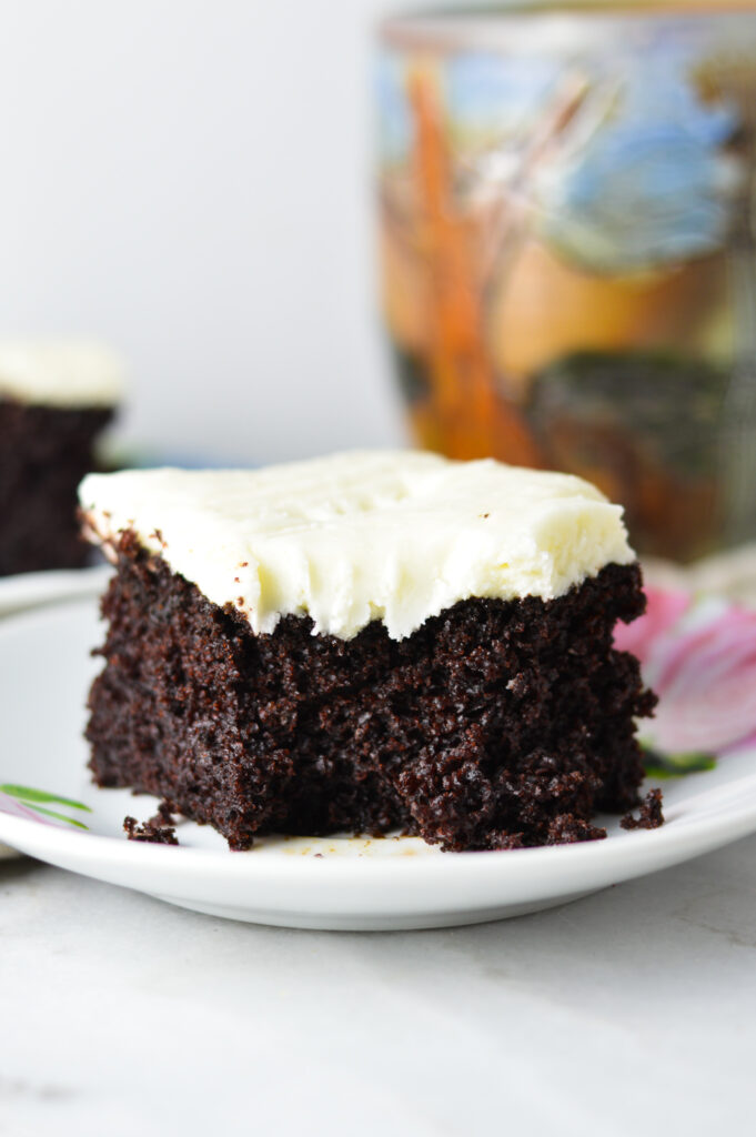 Moist Chocolate Cake with Coconut Cream Cheese Frosting