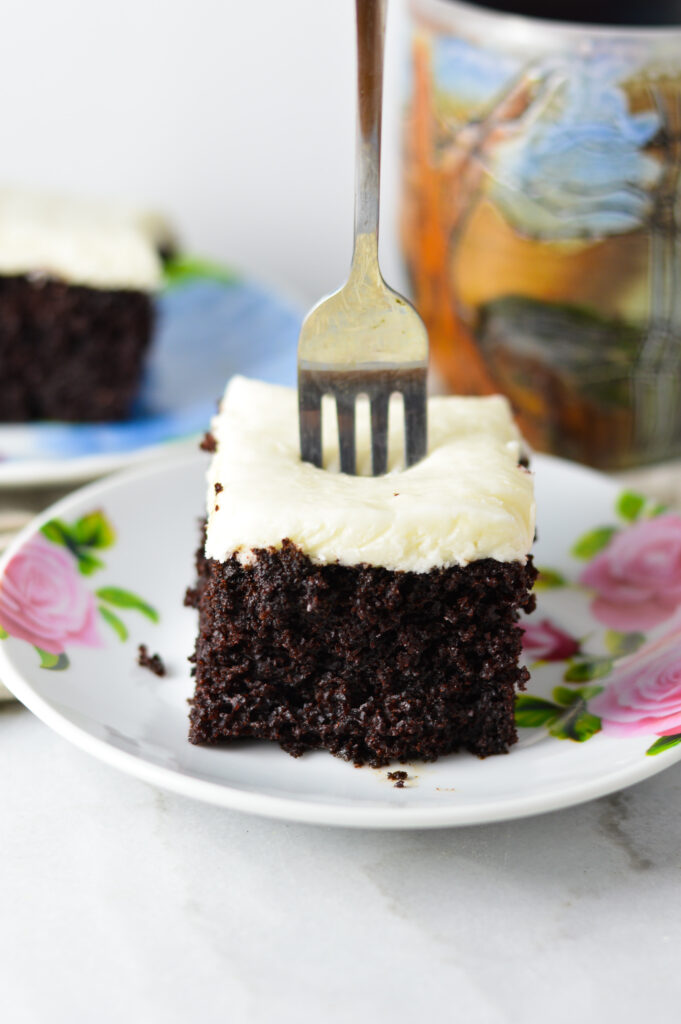 Moist Chocolate Cake with Coconut Cream Cheese Frosting