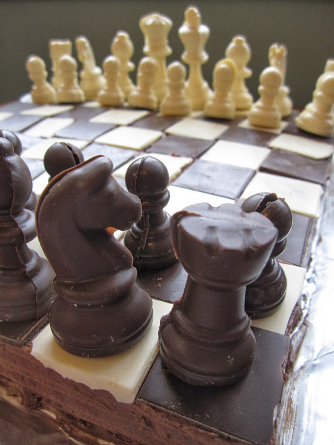 This Chess Board Cake is the perfect recipe for birthdays, anniversaries or any special occasion. Made with chocolate chess pieces.