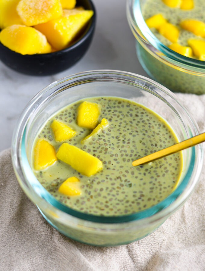 Matcha and Vanilla Chia Seed Pudding