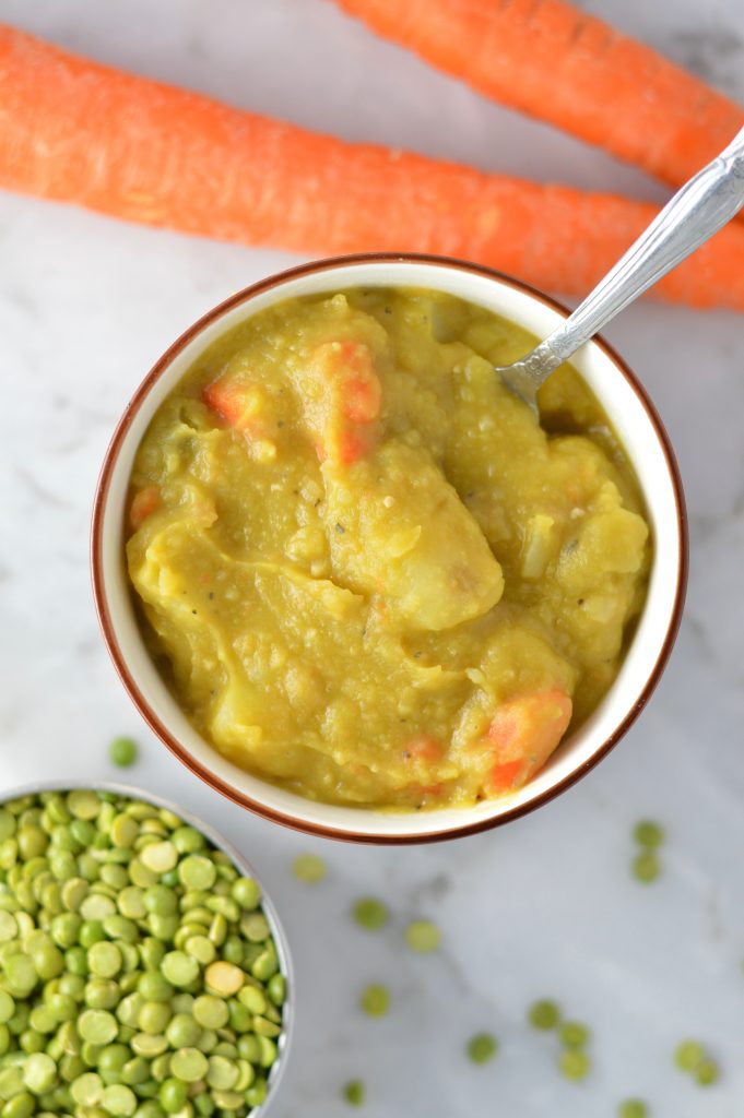 This quick and easy Split Pea and Ham Soup recipe is my favourite way to use up leftover ham. Made hearty with potatoes, carrots and celery.