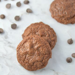 Chewy Double Chocolate Brownie Cookies that are so soft on the inside. They make a great quick and easy dessert or snack recipe.