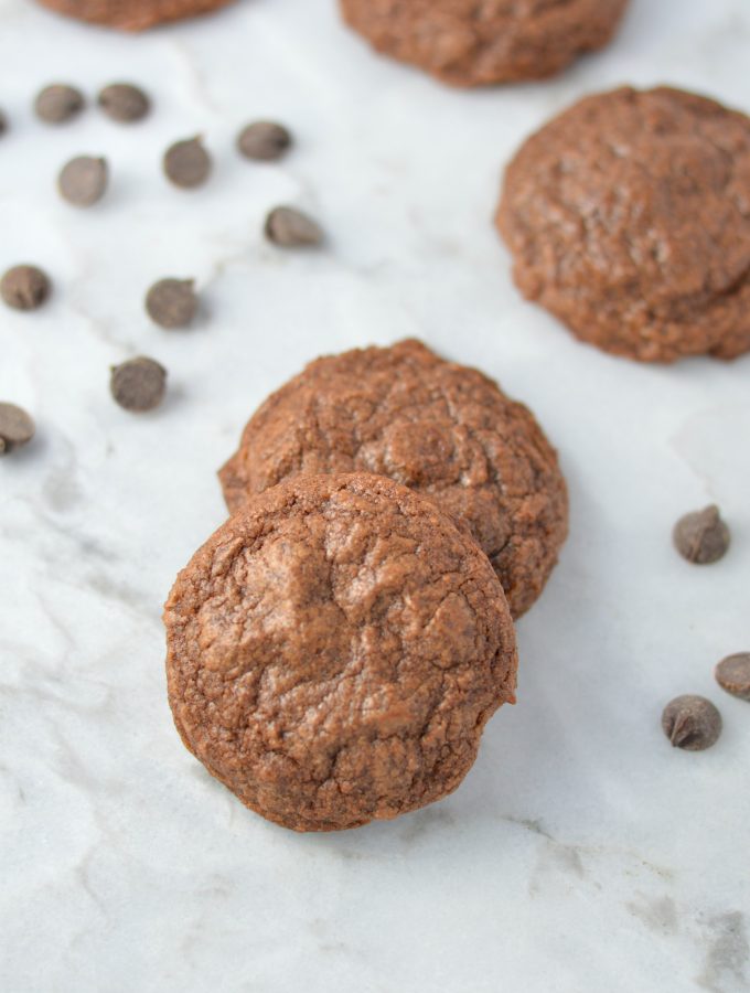 Chewy Double Chocolate Brownie Cookies that are so soft on the inside. They make a great quick and easy dessert or snack recipe.