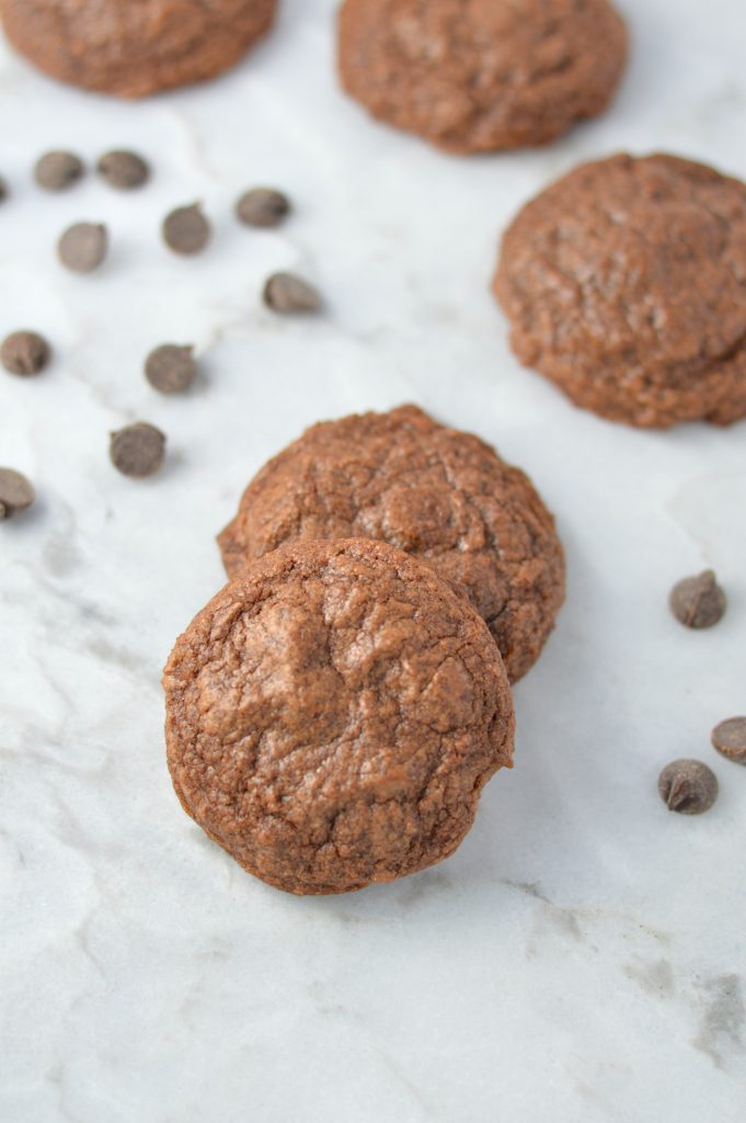 Chewy Double Chocolate Brownie Cookies that are so soft on the inside. They make a great quick and easy dessert or snack recipe.