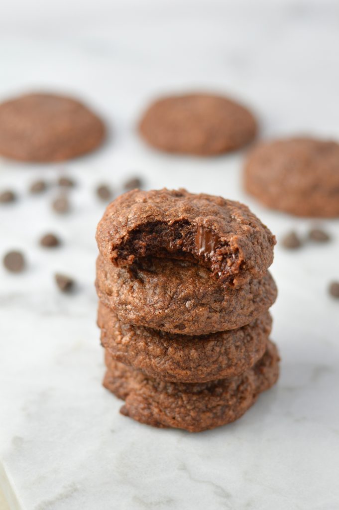 Chewy Double Chocolate Brownie Cookies that are so soft on the inside. They make a great quick and easy dessert or snack recipe.