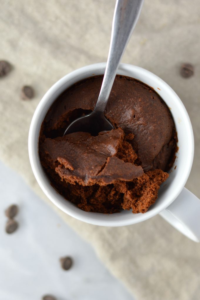 This eggless 4 Ingredient Chocolate Mug Cake can be made vegan and is ready in under 5 minutes. The perfect dessert recipe for one.