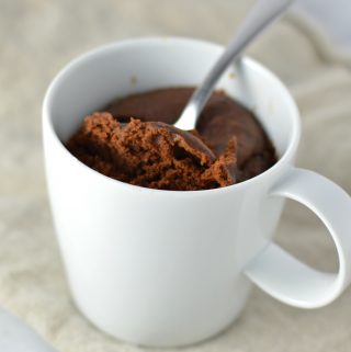 This eggless 4 Ingredient Chocolate Mug Cake can be made vegan and is ready in under 5 minutes. The perfect dessert recipe for one.