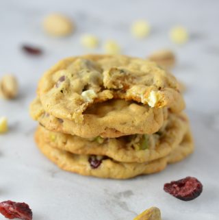 These Cranberry Pistachio White Chocolate Cookies are the perfect Christmas cookie recipe. This soft cookie recipe is one of my favourites.