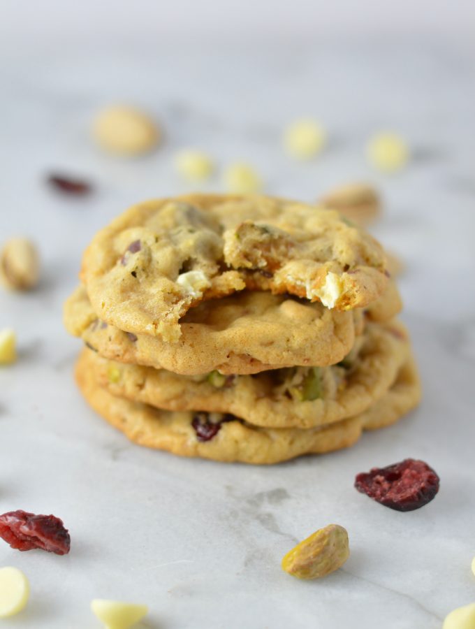 These Cranberry Pistachio White Chocolate Cookies are the perfect Christmas cookie recipe. This soft cookie recipe is one of my favourites.