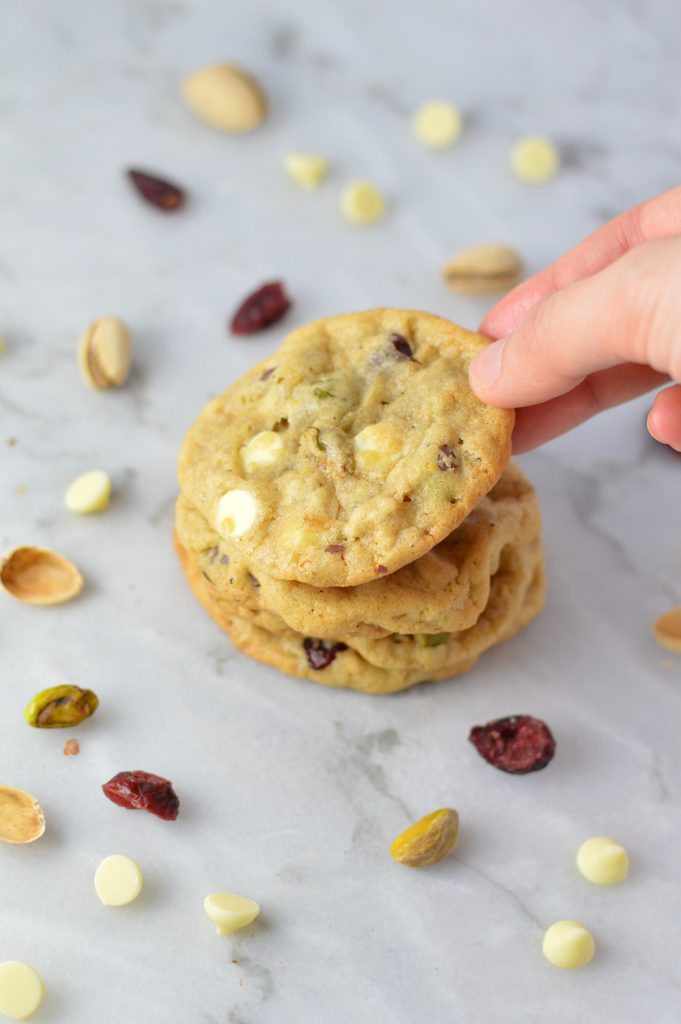 These Cranberry Pistachio White Chocolate Cookies are the perfect Christmas cookie recipe. This soft cookie recipe is one of my favourites.