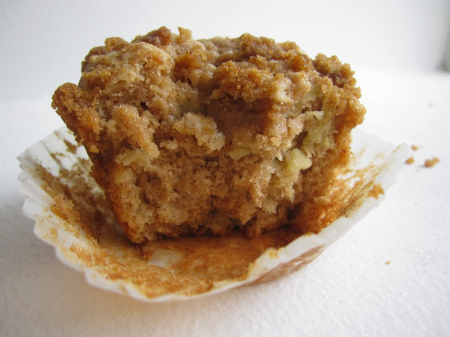 These moist Apple Streusel Muffins are a great great grab and go breakfast recipe. Flavoured with cinnamon and made with both shredded and cubed apples.