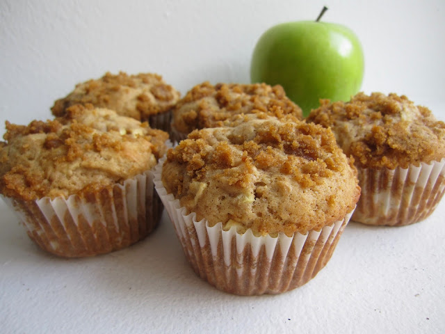 These moist Apple Streusel Muffins are a great great grab and go breakfast recipe. Flavoured with cinnamon and made with both shredded and cubed apples.