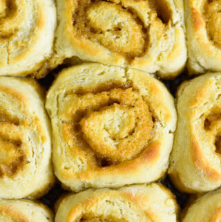 Butterscotch pinwheels in a square baking pan.