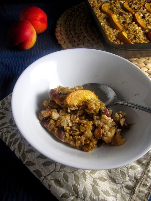 Baked Nectarine and Almond Oatmeal